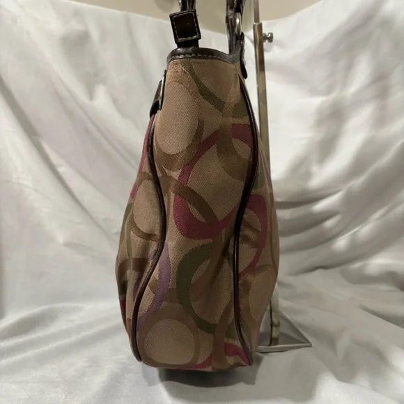 Vintage Rosetti Brown Hobo Shoulder Purse Abstract Print & Silver O-Ring Detail - Picture 5 of 14